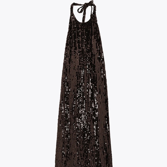 ZARA| SEQUIN HALTER DRESS - Picture 8 of 15
